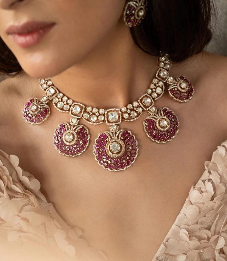 Kundan Polki Pendant Necklace Set | Traditional Bridal Statement Jewelry