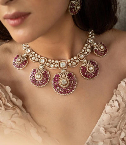 Kundan Polki Pendant Necklace Set | Traditional Bridal Statement Jewelry