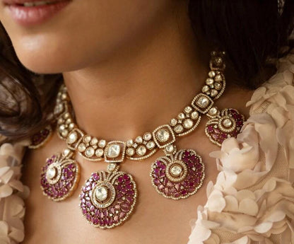 Kundan Polki Pendant Necklace Set | Traditional Bridal Statement Jewelry
