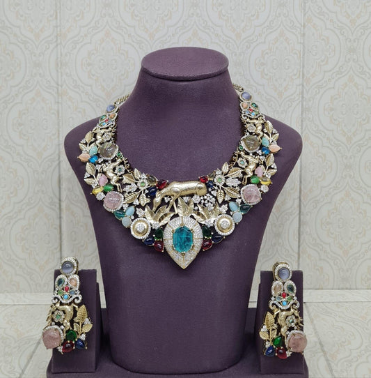 Luxury Statement Necklace & Earrings Set | Bridal Wedding Jewelry (Gift for Her)