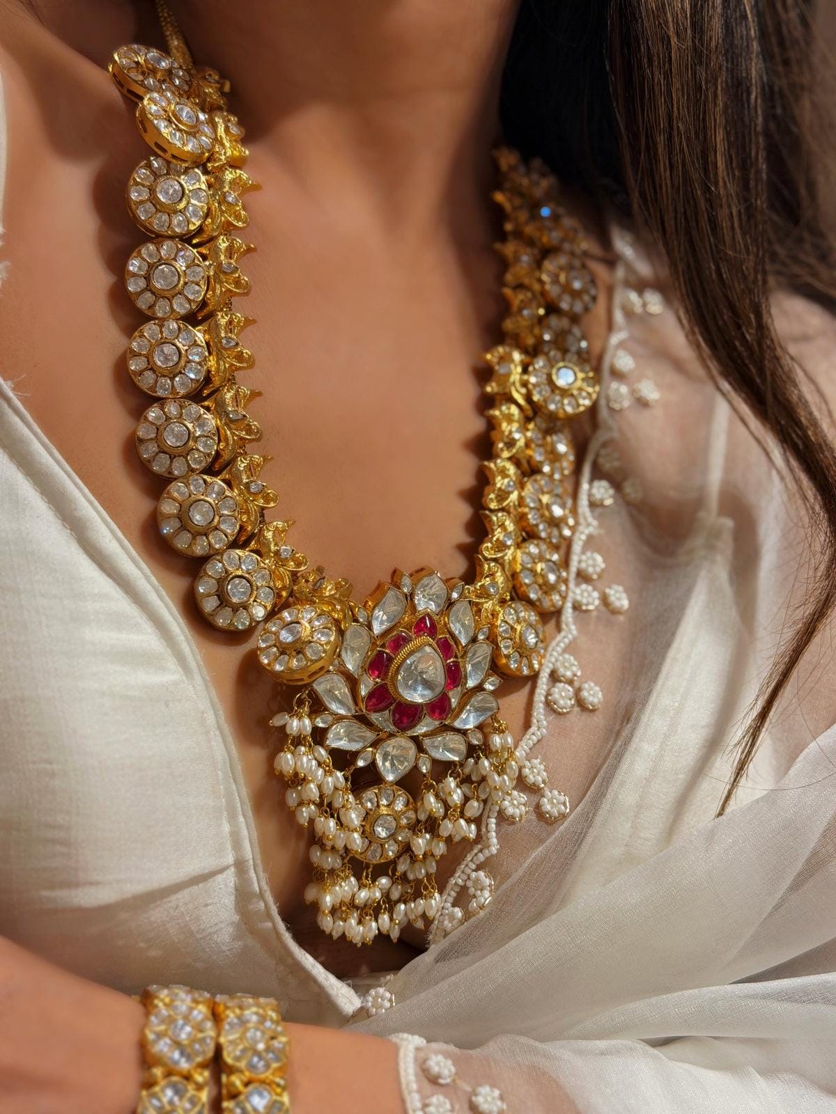Bridal Kundan Choker Necklace | Polki Stone Pearl Jewelry | Indian Wedding Statement Necklace |