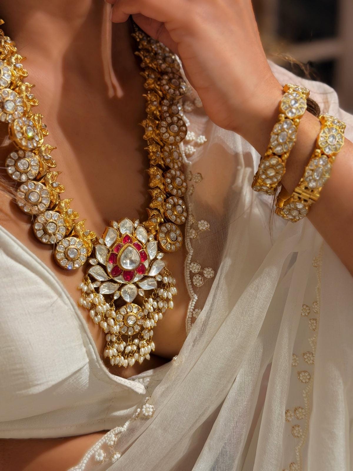 Bridal Kundan Choker Necklace | Polki Stone Pearl Jewelry | Indian Wedding Statement Necklace |