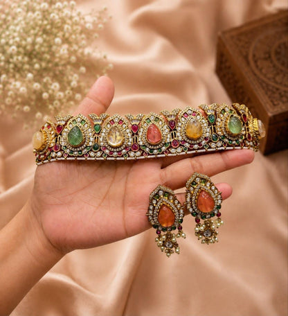Kundan Bridal Necklace Set, Traditional Indian Wedding Jewelry, Statement Earrings