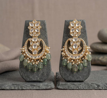 Kundan Necklace Earring Set, Indian Bridal Jewelry, Floral Motif Statement Ethnic Set