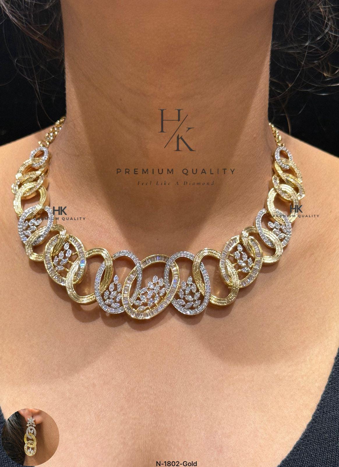 American Diamond CZ Statement Necklace | Indian Bridal Wedding Jewelry