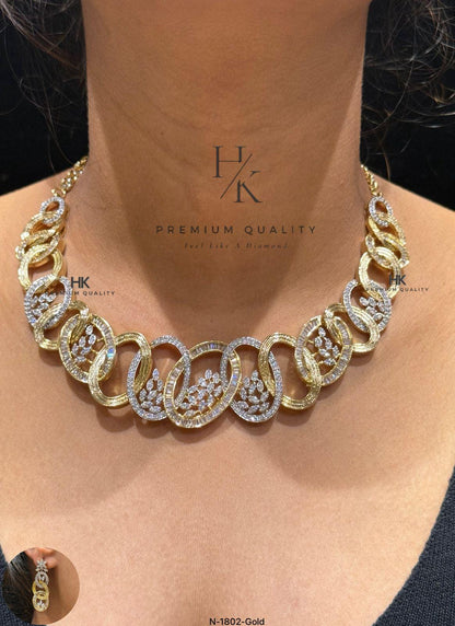 American Diamond CZ Statement Necklace | Indian Bridal Wedding Jewelry