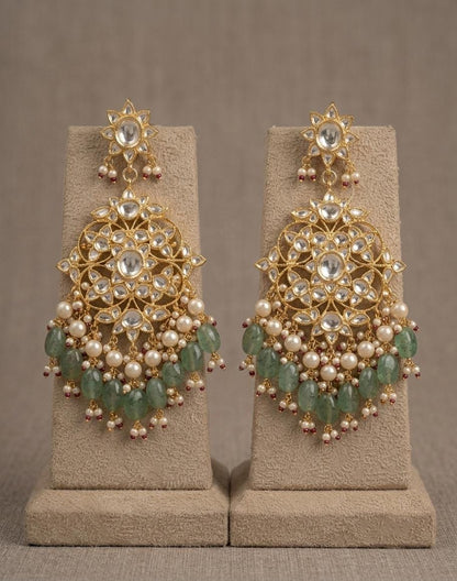 Kundan Bridal Necklace Set, Indian Wedding Jewelry, Floral Choker, Earrings (Matching Set)