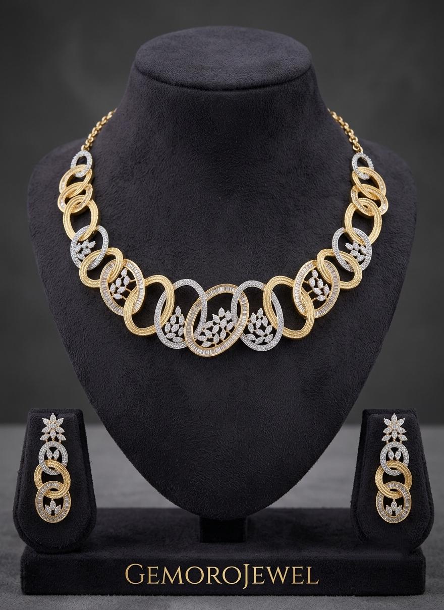 American Diamond CZ Statement Necklace | Indian Bridal Wedding Jewelry
