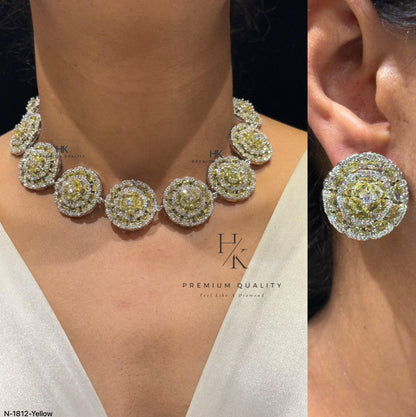 Indian Wedding Necklace Set, American Diamond CZ Statement Jewelry, Bridal Party Wear