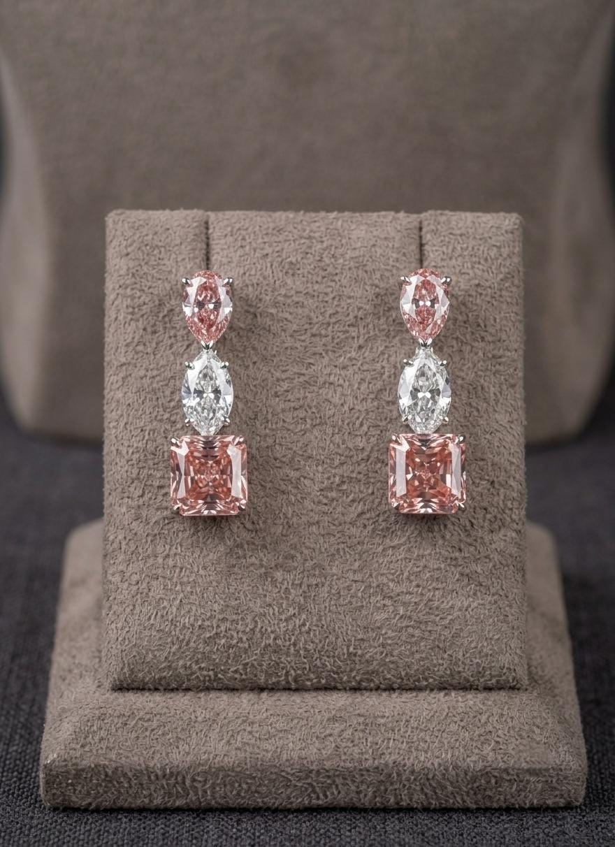 Pink Red Crystal Necklace Set | Indian Wedding Jewelry, Bridal Statement (Set Includes Earrings)
