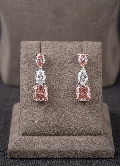 Pink Red Crystal Necklace Set | Indian Wedding Jewelry, Bridal Statement (Set Includes Earrings)