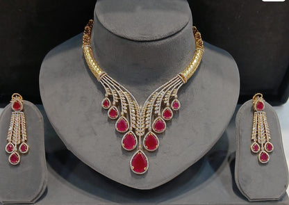 Indian Bridal Necklace Set | Kundan Style Statement Jewelry (Necklace + Earrings)