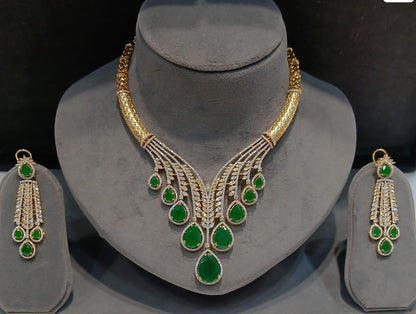 Indian Bridal Necklace Set | Kundan Style Statement Jewelry (Necklace + Earrings)