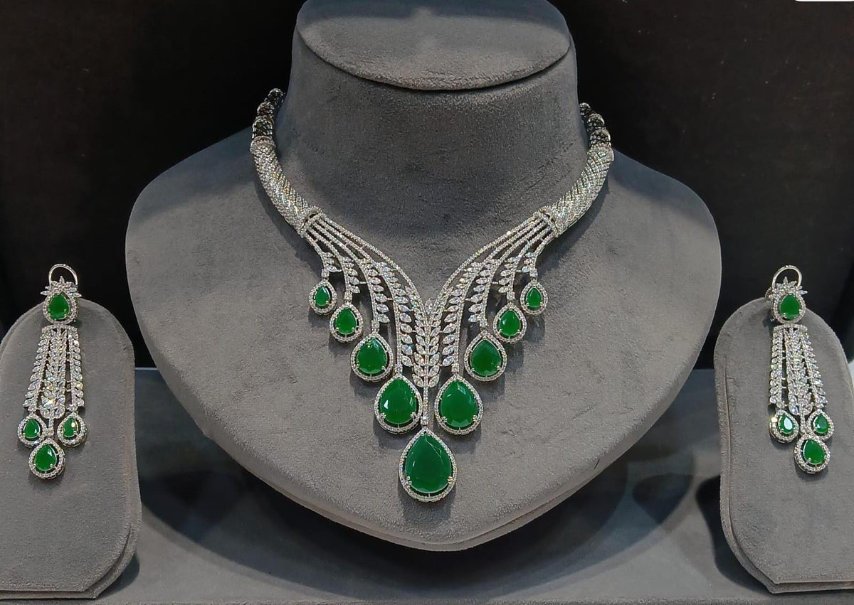 Indian Bridal Necklace Set | Kundan Style Statement Jewelry (Necklace + Earrings)