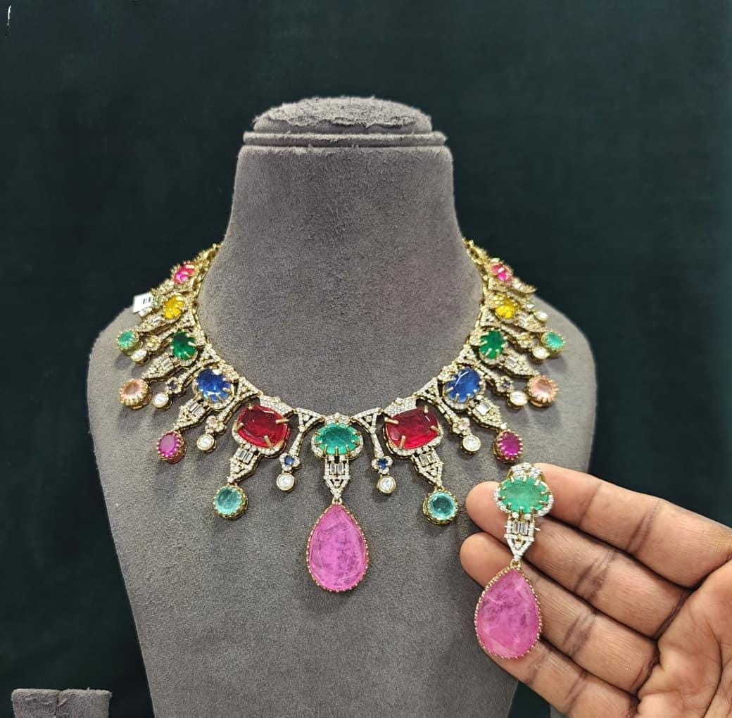 Indian Bridal Necklace Set, Kundan Style Choker with Matching Earrings