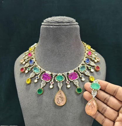 Indian Bridal Necklace Set, Kundan Style Choker with Matching Earrings