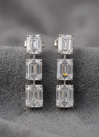 American Diamond CZ Necklace Set, Multi-Layer Statement Jewelry, Bridal Earrings