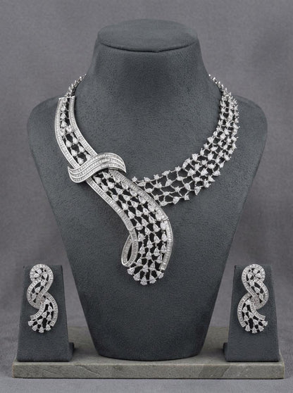 American Diamond Statement Necklace Set | CZ Bridal Jewelry, Indian Wedding Style