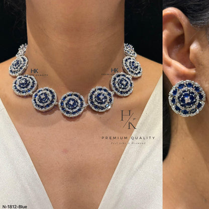 Indian Wedding Necklace Set, American Diamond CZ Statement Jewelry, Bridal Party Wear