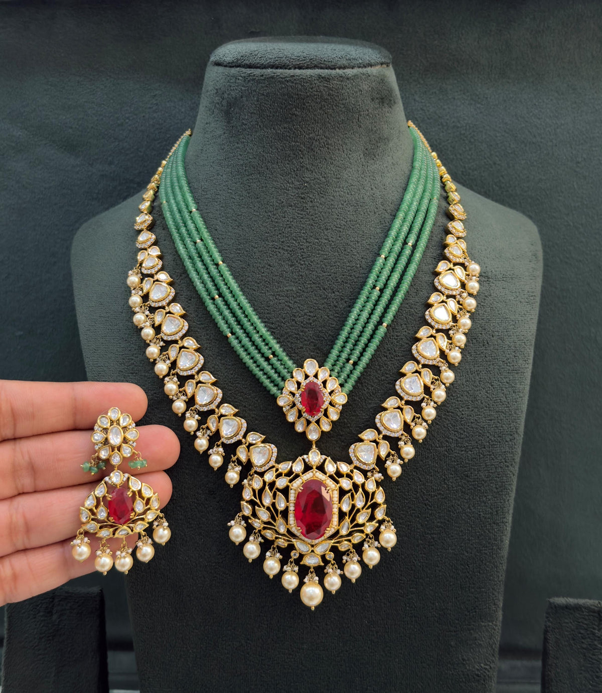 Indian Bridal Kundan Necklace Set with Earrings | Traditional Wedding Jewelry | Statement Layered Necklace