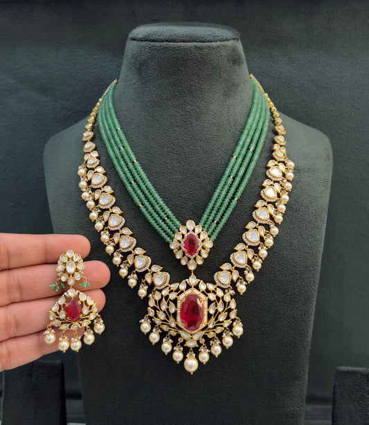 Indian Bridal Kundan Necklace Set with Earrings | Traditional Wedding Jewelry | Statement Layered Necklace