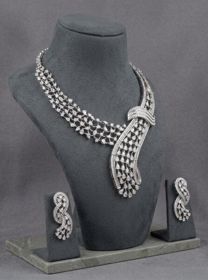 American Diamond Statement Necklace Set | CZ Bridal Jewelry, Indian Wedding Style