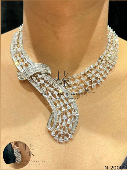 American Diamond Statement Necklace Set | CZ Bridal Jewelry, Indian Wedding Style