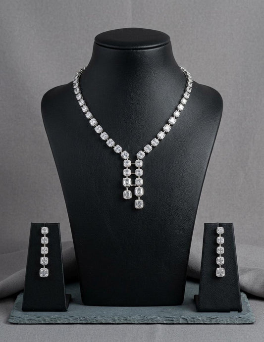American Diamond Y-Necklace Set | CZ Bridal Jewelry, Drop Earrings