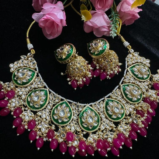 Exquisite Charm: Kundan Jewelry Set with Jhumka Earrings Ensemble