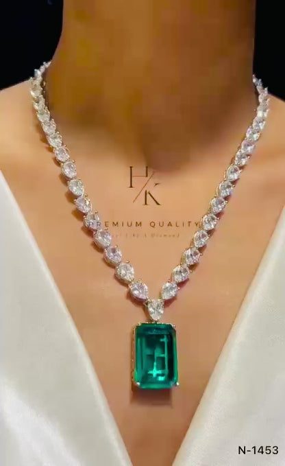 Premium Quality AD CZ Pendant Necklace Set with Earrings – Elegant & Timeless Jewelry