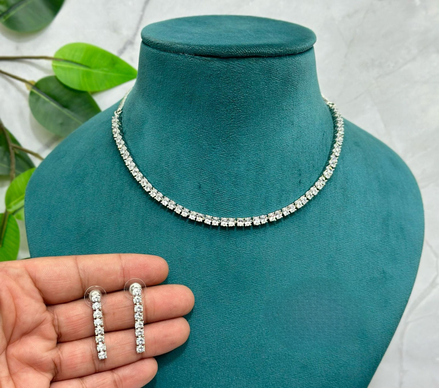 American Diamond Necklace Set with Earrings