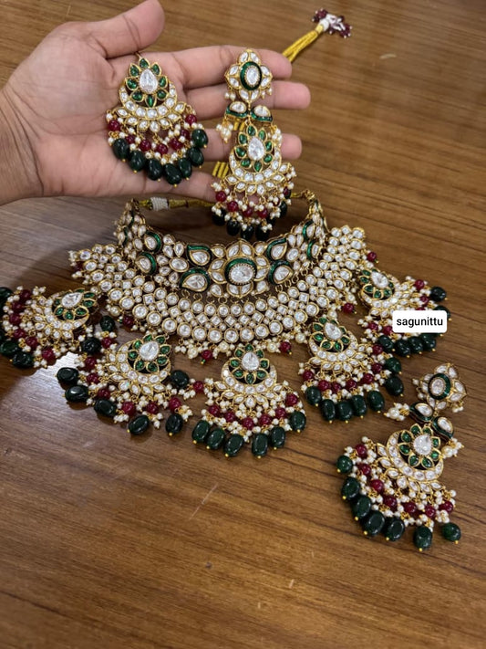 Premium Kundan Choker Jewelry Set | Bridal Necklace with Earrings & Maangtikka | Traditional Indian Wedding Jewelry | Ethnic Festive Set