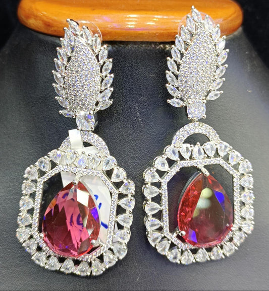 Ruby Red American Diamond earrings set / indian jewellery / Bollywood Jewellery