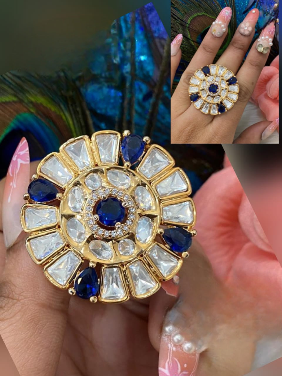 Radiant Elegance: Premium Adjustable Tyaani Kundan Ring