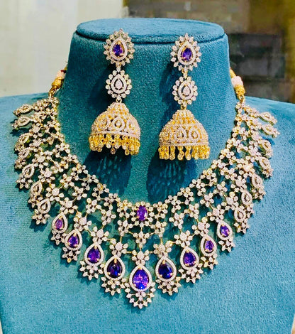 Premium Quality Replica Diamond nekclace set with Earrings jewellery set