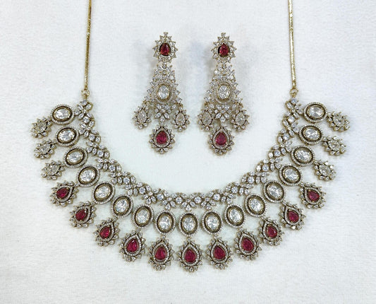 Royal Elegance CZ Long Necklace Set with Matching Earrings – Premium Bridal & Party Wear Jewelry