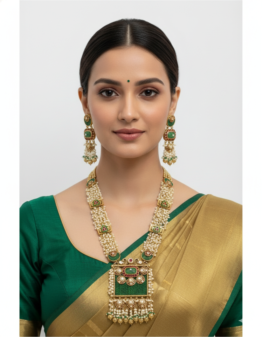 Premium Quality Moissanite Kundan Choker Set with Earrings | Bridal Jewellery Set