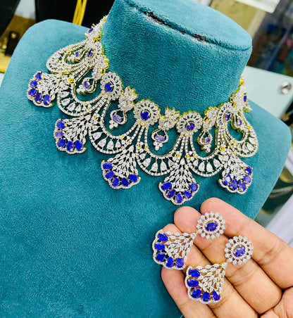 Premium Quality Replica Diamond nekclace set with Earrings jewellery set