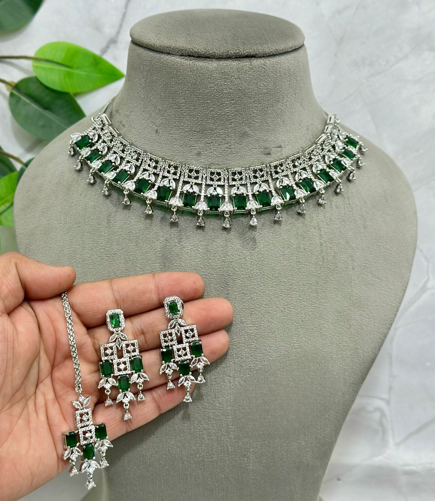 American Diamond Necklace Set with Matching Earrings