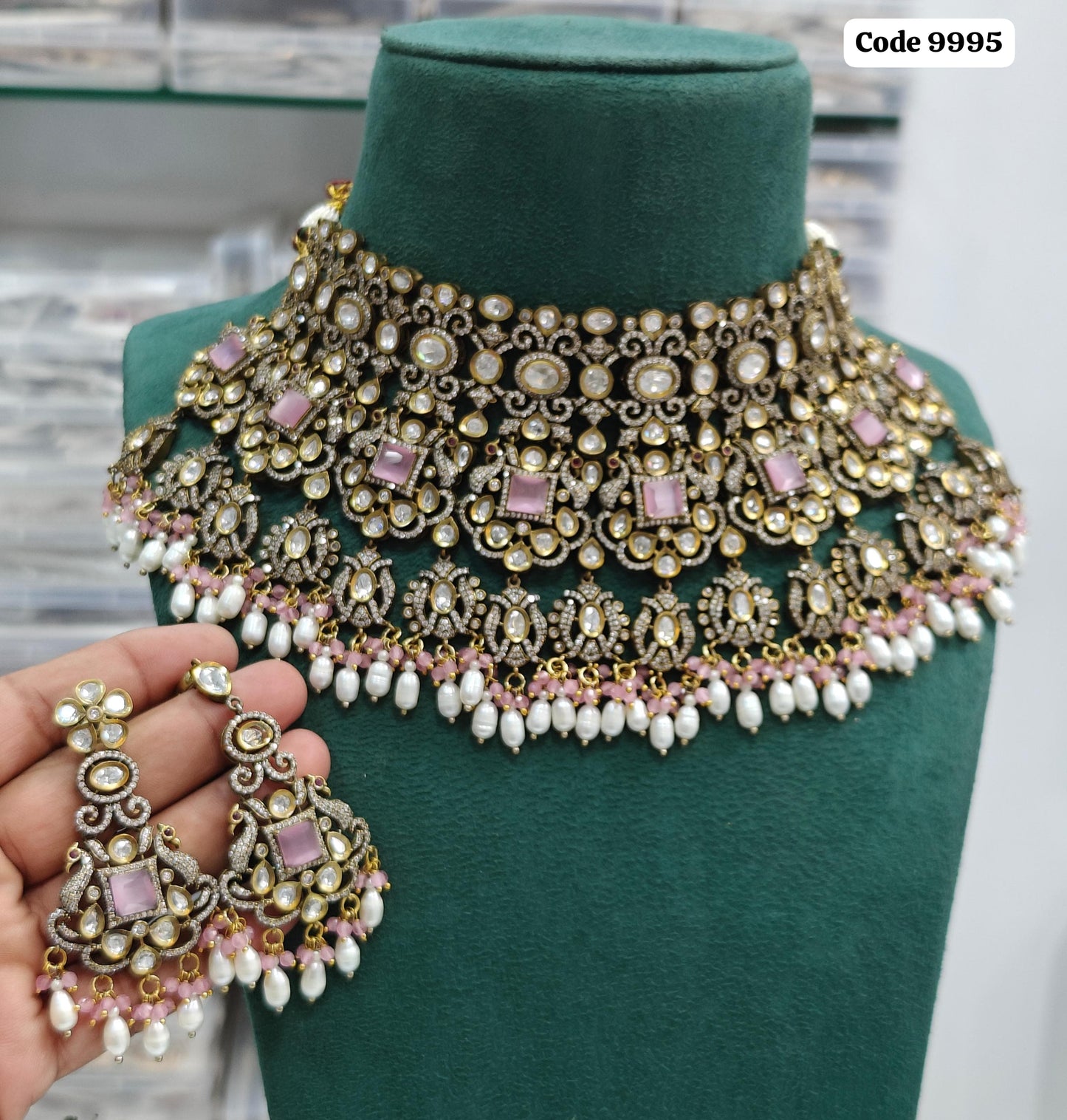 Elegant Bridal Polki Kundan Choker Set with Exquisite Earrings - Premium Quality Jewelry
