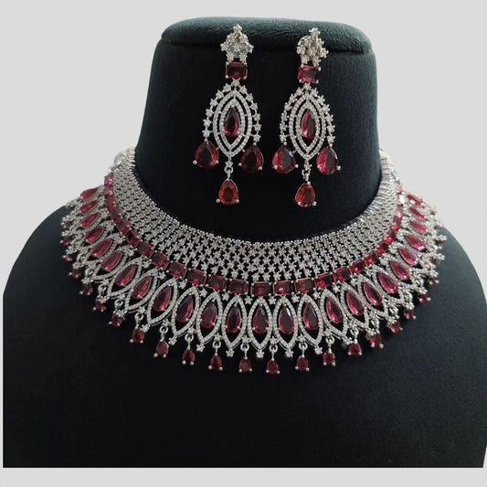 Regal Radiance: American Diamond Bridal Choker Set with Earrings and Tikka