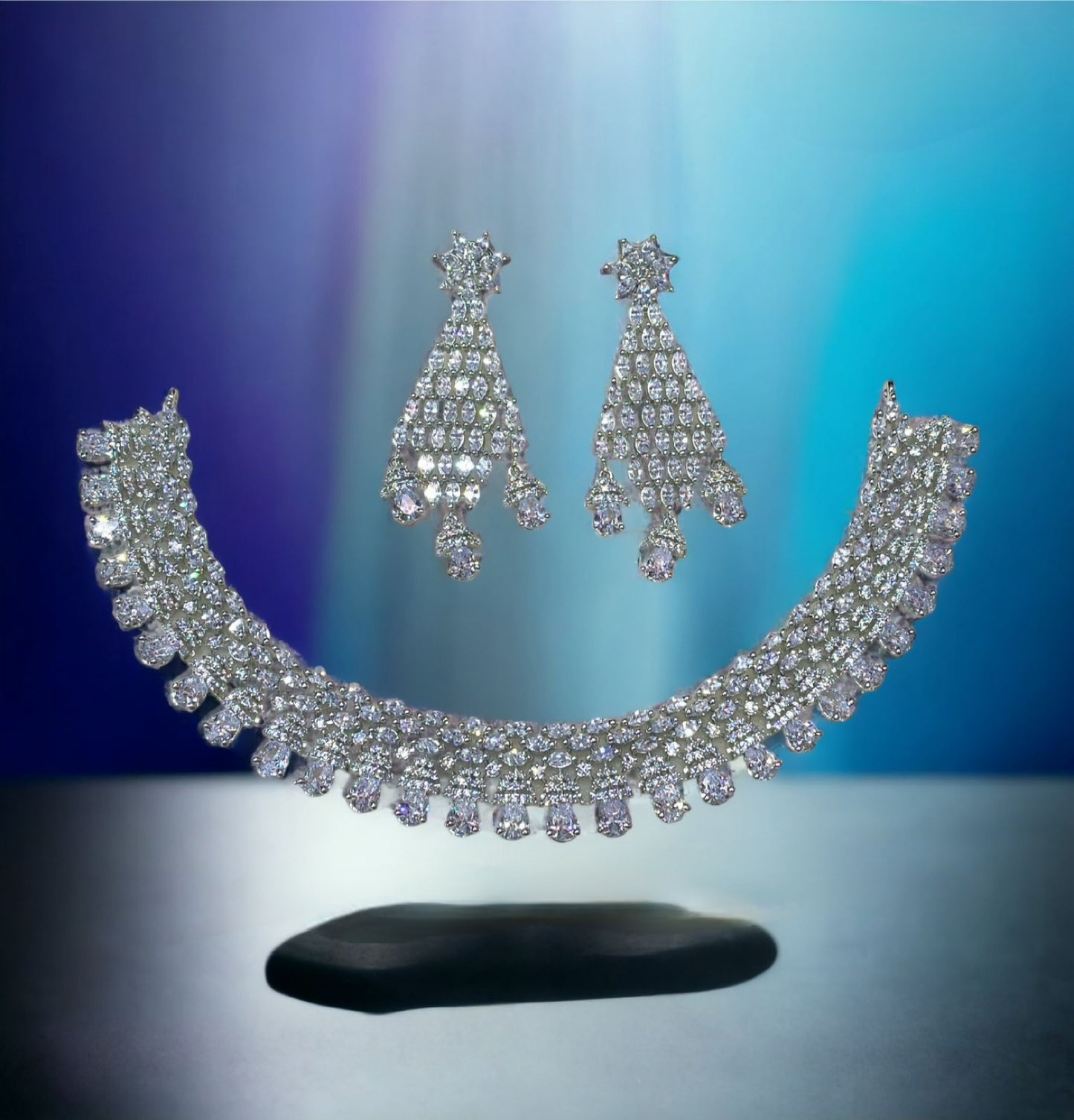 American Diamond Necklace Set with Earrings – Sagunittujewel's Exquisite Jewelry Collection