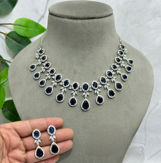 American Diamond Necklace Set with Matching Earrings