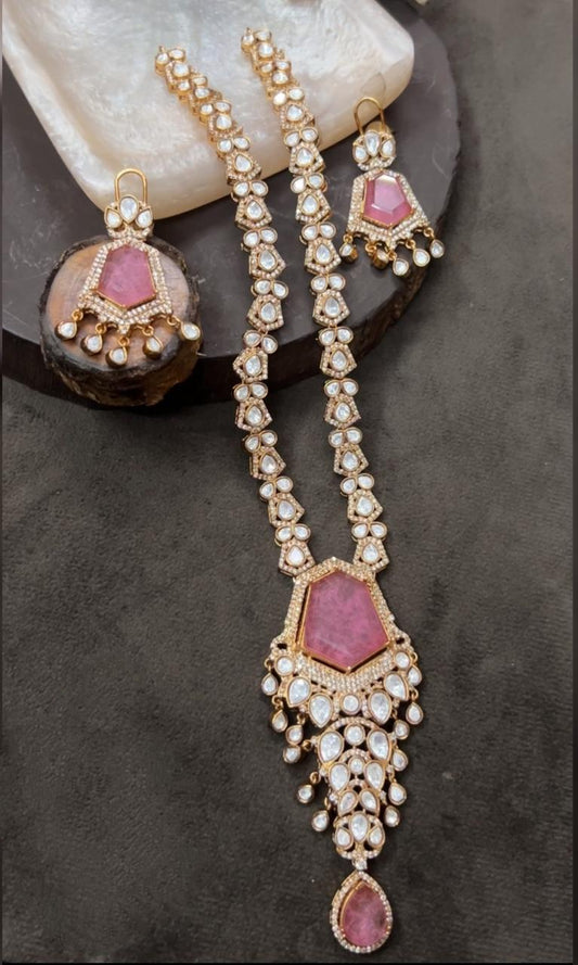 High Quality Doublet Stone Kundan Necklace Set with Matching Earrings | Indian Bridal Jewelry | Statement Polki Necklace | Wedding Gift for Her