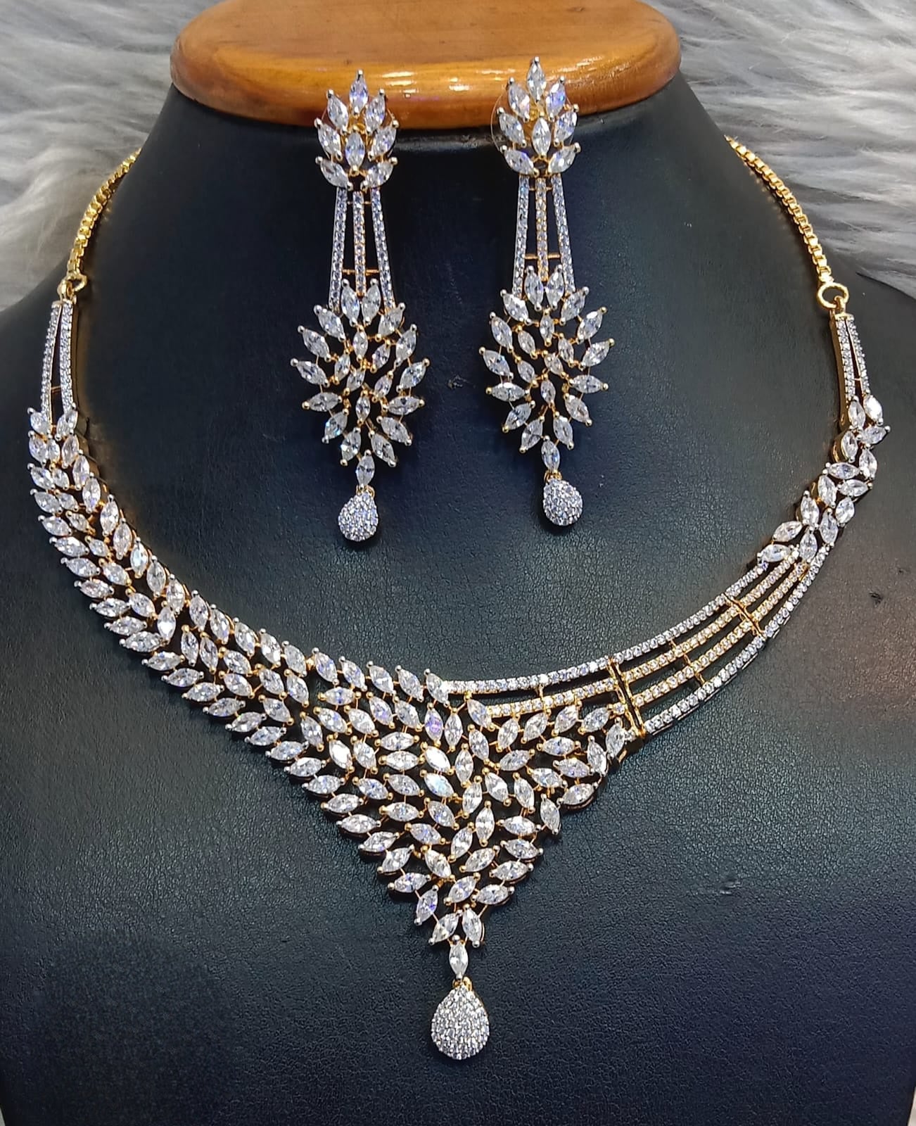Charm CZ Ad Nekclace with Earrings jewellery, Charm Necklace , Cz jewellery, indian jewellery