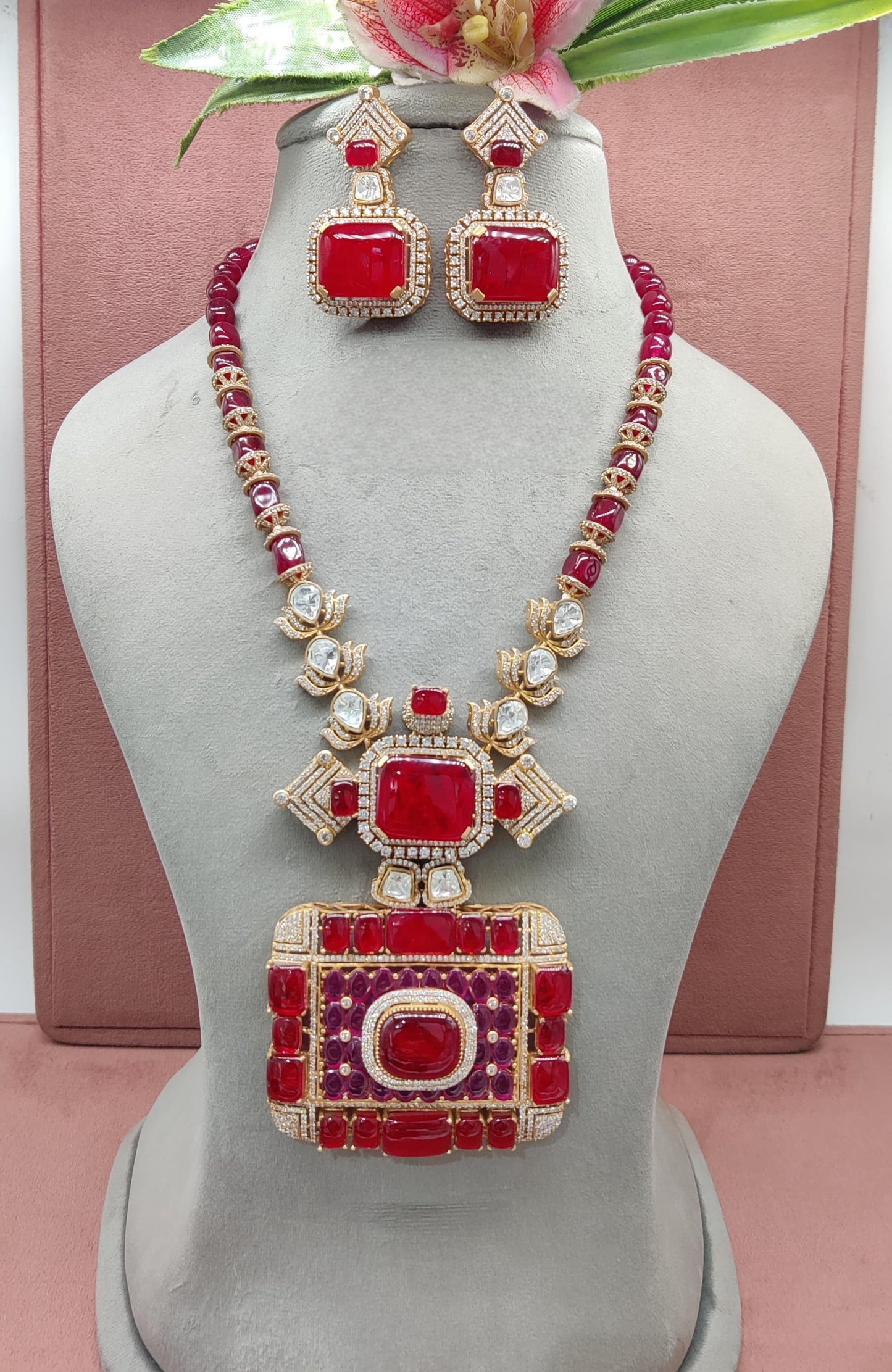 Doublet-Pota Stones Set, Doublet pota stone jewellery, indian jewellery, wedding jewellery