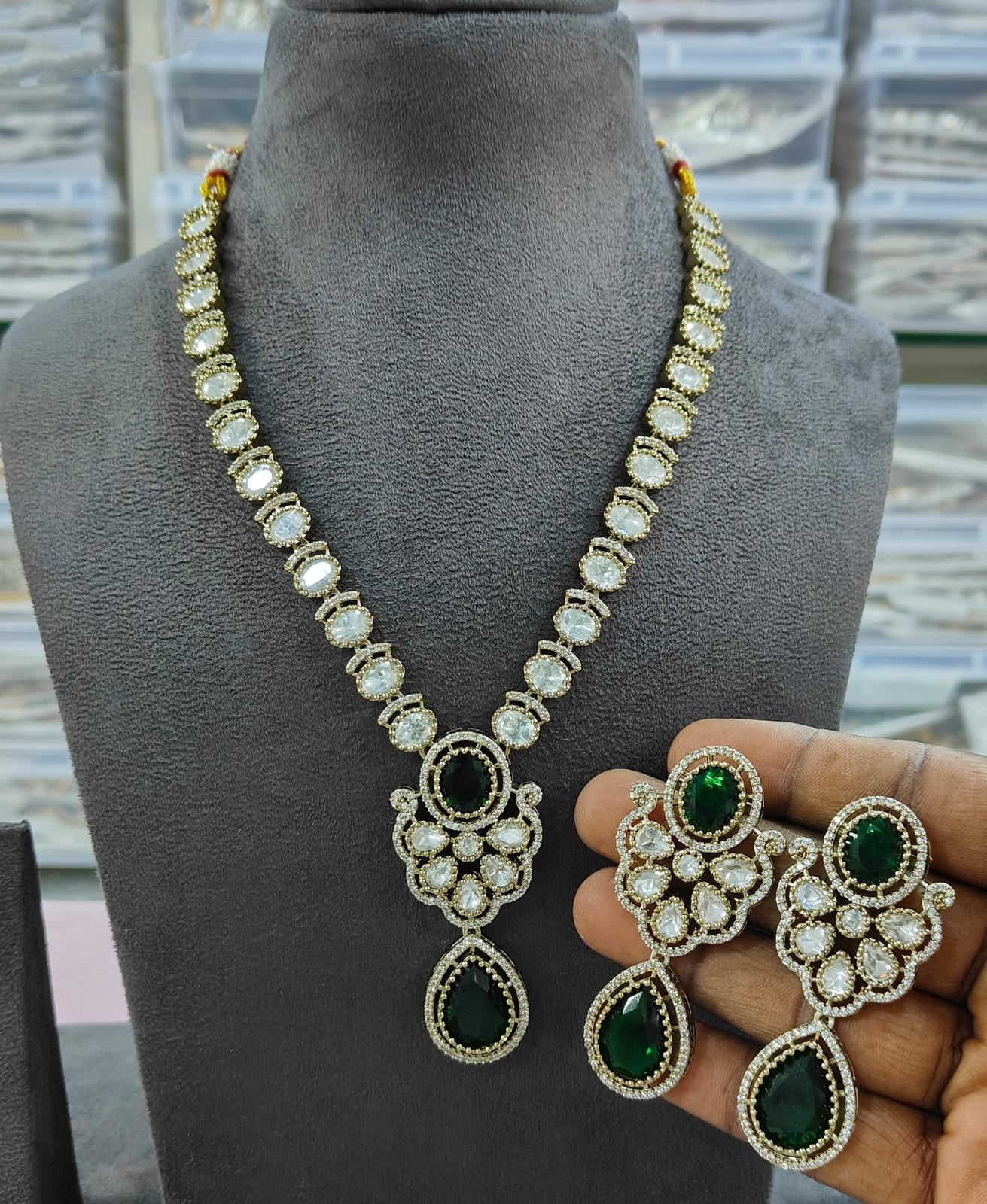 Premium Moissanite Kundan Pendant Set with Earrings – Handcrafted Bridal & Festive Jewellery