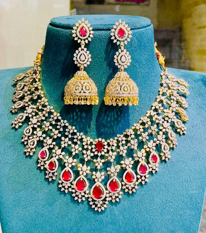 Premium Quality Replica Diamond nekclace set with Earrings jewellery set