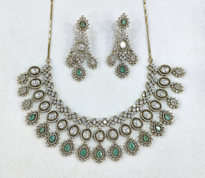 Royal Elegance CZ Long Necklace Set with Matching Earrings – Premium Bridal & Party Wear Jewelry