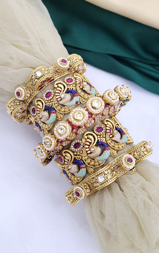 Premium Rajwadi Bridal Openable Bangle Set for Both Hands | Royal Wedding Jewelry